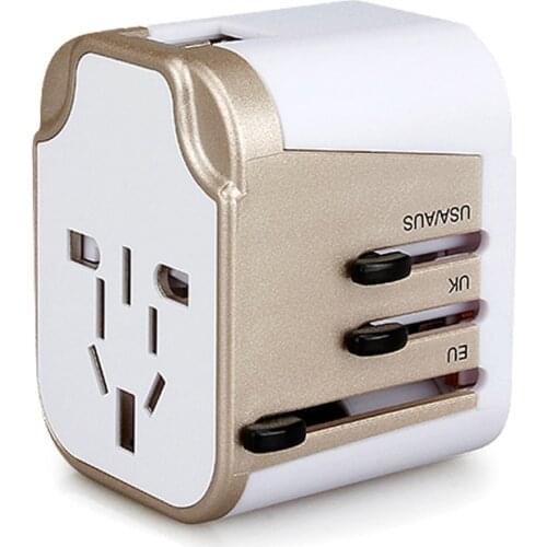 World Travel Universal Adapter with 2 USB Port AC Power Charger Adaptor with AU US UK EU Plug USB Socket 303