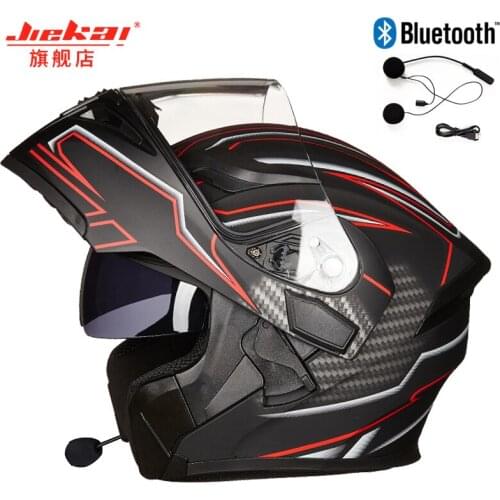 Fashion Bluetooth Safe Flip Up Motorcycle Helmet Motocross Full Face Helmet with Inner Sun Visor with Cuernos