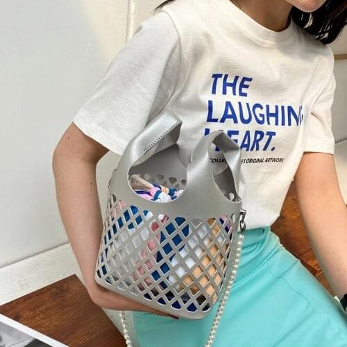 Hollow Round Small crossbody Shoulder Bags For Women 2021 Summer Branded Luxury Beach Buckets Handbags and Purses 6 Colour