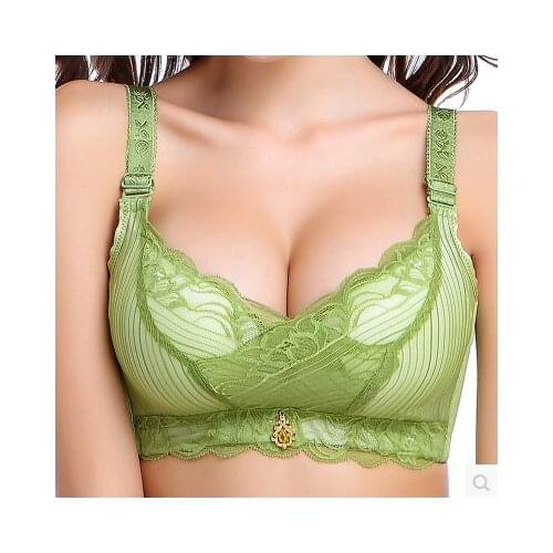 Push up bra size extra feminine Lace full cup Sexy thin glass 48F 46E 44DD 42F 40E 38F black purple push up lingerie 3311