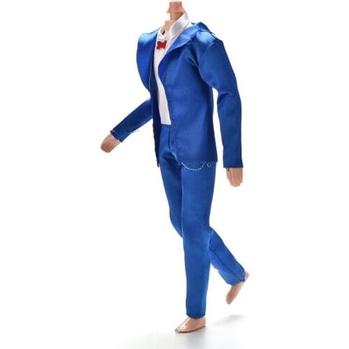 1 Set high quality Blue Color Coat Shirt Pants Clothes Suit For Barbie Ken Dolls Clothing