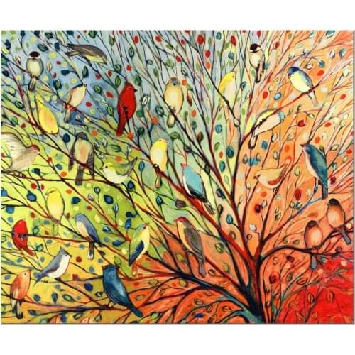 1panel Colorful tree And Beautiful Birds Home Decor Wall Art Picture Print Painting On Canvas For Living Room Unique Gift Framed