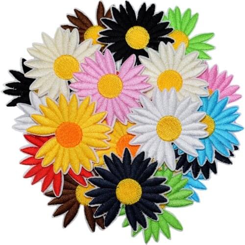 5/10 Embroidery Sunflower patches for clothing Iron on patch artificial flower appliques for sewing fabric DIY Accessories
