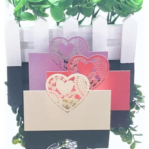 10Colors 50pcs Table Cards Love Heart Laser Cut Paper Vine Seat Cards For Wedding Party Favors Decoration Name Place Cards