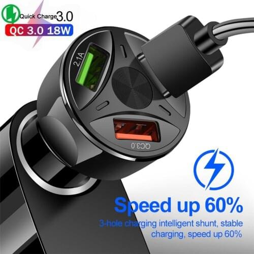 3 Ports USB Car Charger Quick Charge 3.0 Fast Car Cigarette Lighter For Samsung Huawei Xiaomi iphone Car Charger QC 3.0 Charger