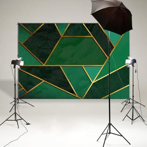 BEIPOTO Abstract poster with golden lines and green geometric pattern background photography backdrops photo booth props B-864