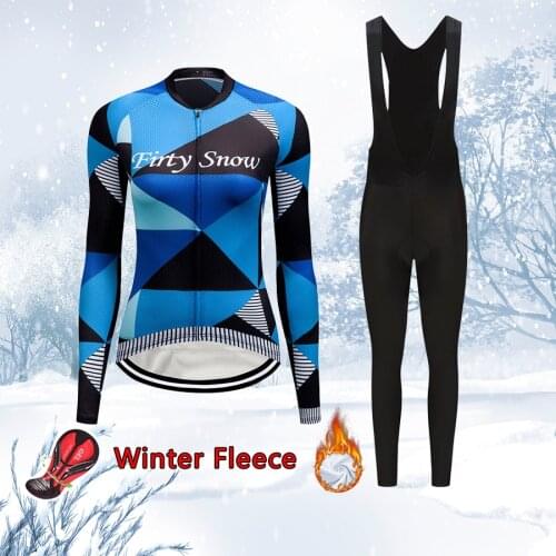 Free Shipping Winter Cycling Clothing Female Suit 2021 Thermal Fleece Bike Jersey Set Warm Dress MTB Bicycle Clothes Women Kit