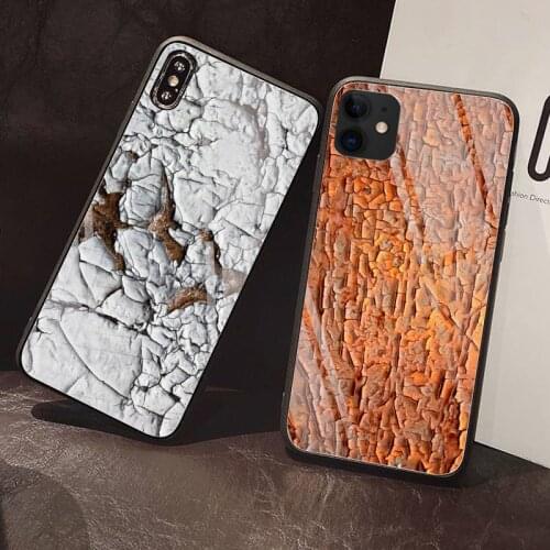 Cracked bark texture Phone Case Tempered Glass For iPhone 12 Pro Max Mini 11 Pro XR XS MAX 8 X 7 6S 6 Plus SE 2020 case