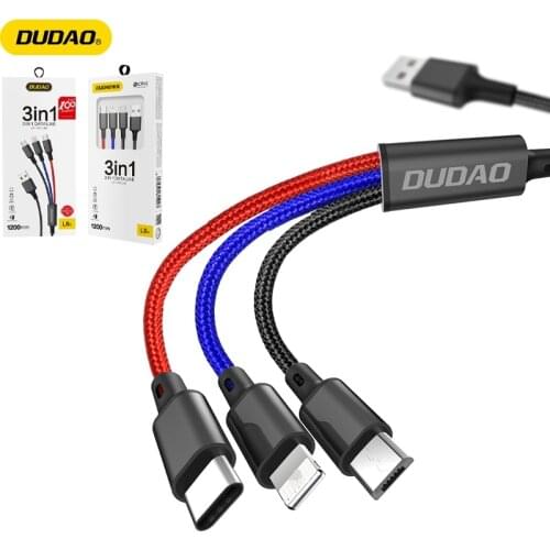 DUDAO 3 in 1 Charging Cable for iPhone Samsung Huawei Xiaomi Type C Micro USB 3 in 1 Charger Cable