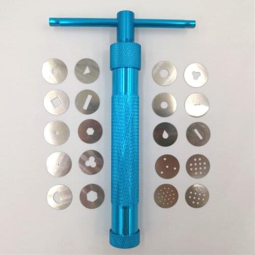 21pcs/set Blue Clay Extruders Sugar Paste Extruder Clay Craft Gun with 20 Tips Sugar Craft Fondant Cake Sculpture Polymer