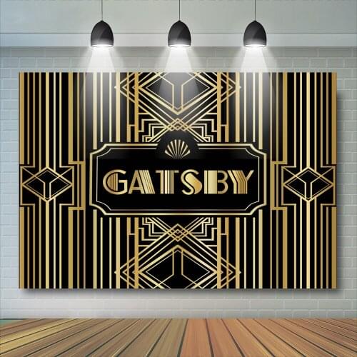 Great Gatsby Birthday Backdrop Vintage Gold Birthday Photography Background Birthday Party Decoration Photo Background