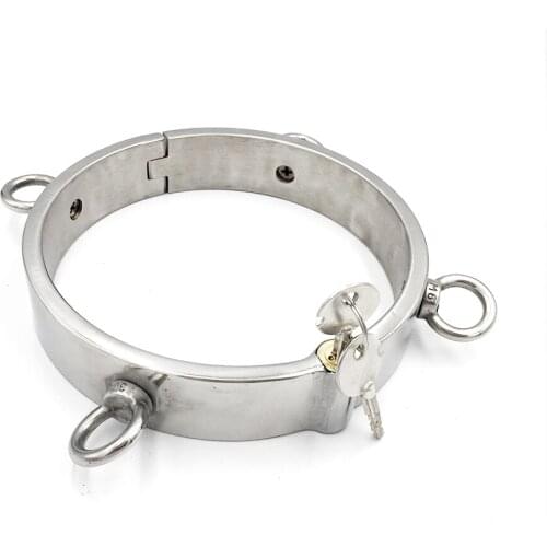 Exquisite 3CM High Stainless Steel Slave Neck Ring Collar Necklet Wi 4 Ring Adult Restraint Bondage Bdsm Sex Toy For Male Female
