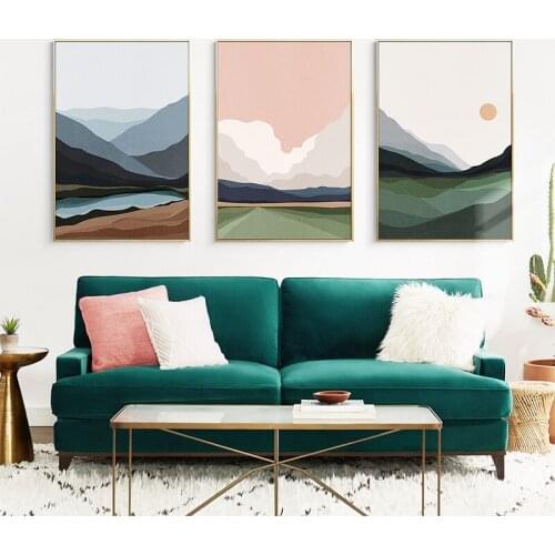 Sunrise Nature Landscape Canvas Painting Mountain Lake Water Abstract Wall Art Poster Nordic Print Creative Picture Home Decor