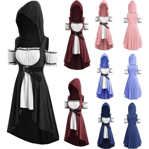 Fashion Off The Shoulder Fake Two-piece High Waist Comfortable Mid-length Dress Medieval Costume for Women