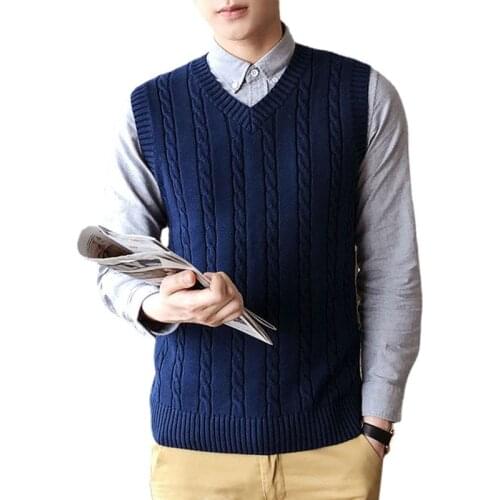 Mens Sweater Vest Men Gilet Homme Vintage Korean Vest Knit Vest Mens Vest Chandail Homme Pull Sans Manche Homme Casual Comfort