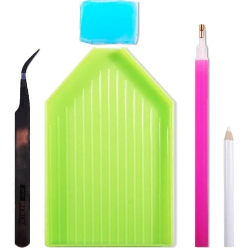 5Pcs/Kit Rhinestone Picking Pick Up Tool Pen + Clay + Dish Pick + Storage Box + Tweezers Simple Practical Set
