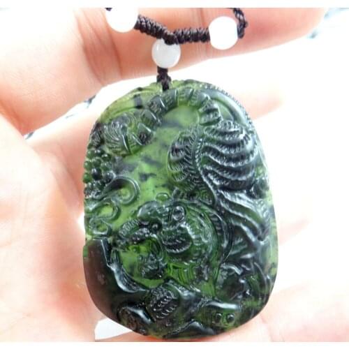 Natural stone Quartz crystal Chinese hand-carved statue of tiger amulet pendant for diy jewelry making Necklace Accessories
