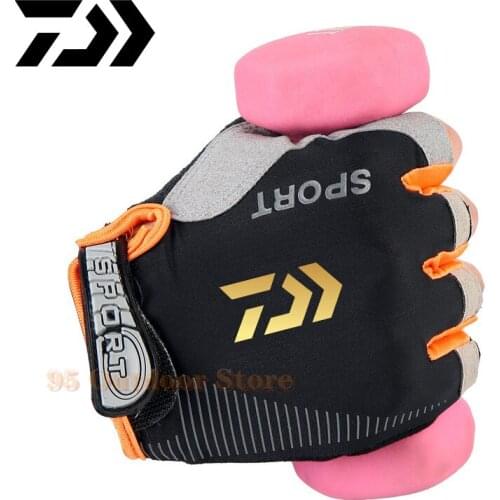 2021 New Daiwa Gloves Camouflage Half Fishing Gloves Breathable Hunting Anti-Slip Outdoor Camping Cycling Finger Sport Gloves