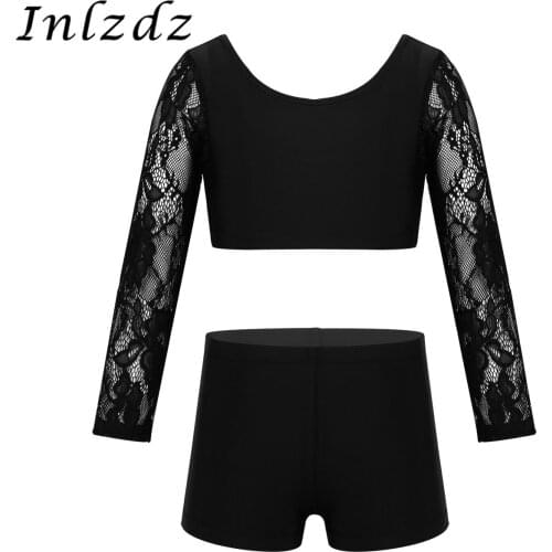 Kids Girls Ballet leotard Costume Gymnastics Swimsuits for Dancing Crop Top with Shorts Rave Clothes Ballerina Tutu Dance Wear