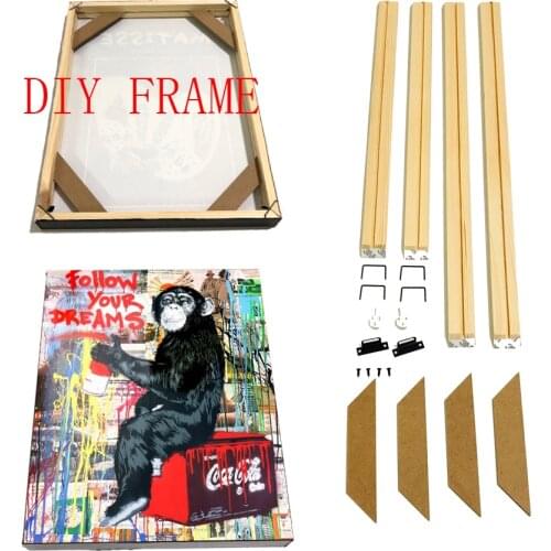 DIY Canvas Paintings Frame Natural Wood Photo Frame Painting Frame Wall Art Prints Posters Hanger Frame Home Install It Yourself