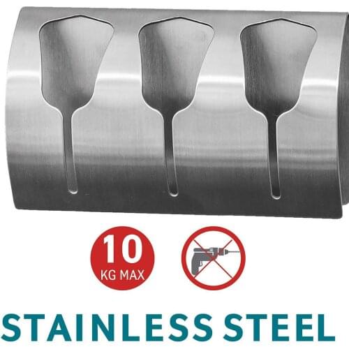 Strong Self Adhesive Triple Towel Holder Towel Rack Stainless Steel Coat Hook Eruopan Bathroom Accessories Wall Hanger Hat Hook