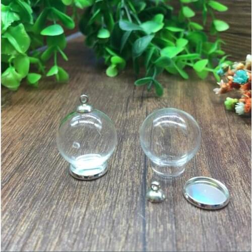 20sets 20*12mm Glass globe orbs with silver jewelry findings glass vial pendant glass bottle dome cover necklace pendant charms
