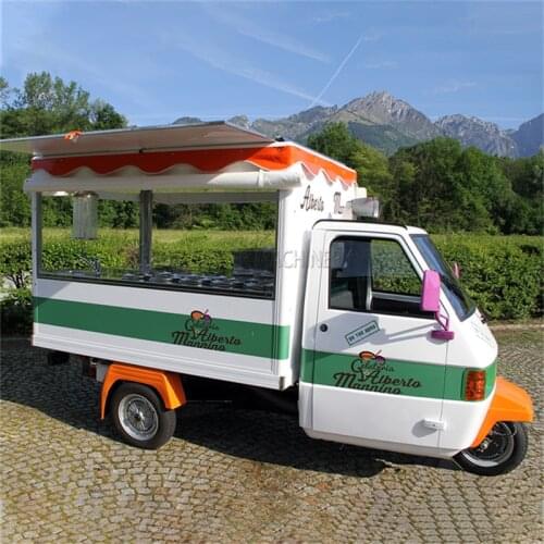 Street Sale Ice Cream Piaggio Ape Electric Food Tricycle Candy Cookies Mobile Food Car for Sale