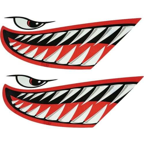 2Pcs Waterproof Kayak Sticker Diy Shark Teeth Mouth Stickers Boat Car Truck Accessories