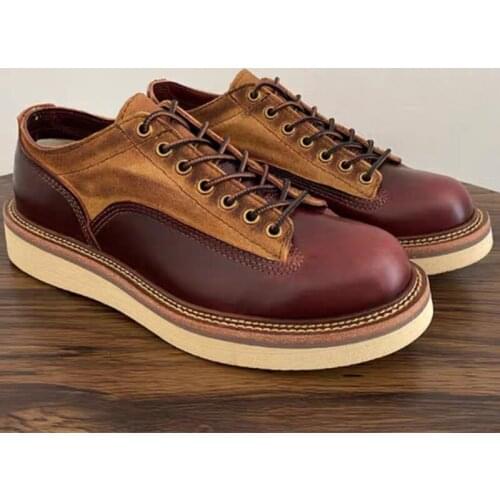 Yomior 2021 Spring Vintage Men Shoes Handmade Top Quality Casual Ankle Boots Cow Leather British Boots Tooling Motorcycle Boots