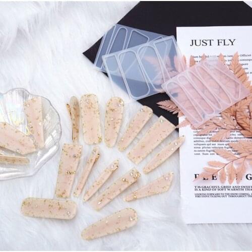 Handmade Acrylic Resin Hair Barrettes Resin Mold Geometric Shape Alligator Hair Clips UV Epoxy Resin Mold Jewelry Tools