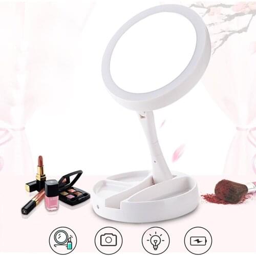 21 LED Mirror Makeup Mirror Flexible Mirror illuminated Magnifying Vanity Mirrors with Light Make up Miroir Bathroom Mirrors