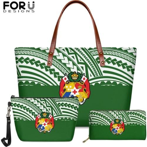 FORUDESIGNS High Quality Women Shoulder Bag 3set Tonga Polynesian Brand Design Ladies Big Handbag Fashion Sac A Main Mujer 2020