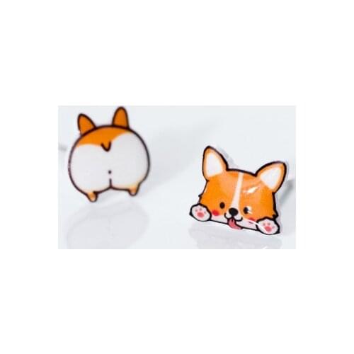 925 Sterling Silver Pembroke Welsh Corgi Stud Earrings Cute Dog Puppy Ear Stud Animal Jewelry Women Girl