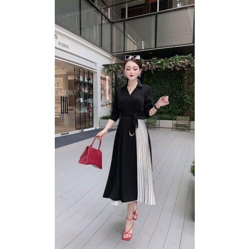 2021 Spring Summer Free Shipping Dress Crew NecASk Sleeveless Empire Fashion Womens Dress Red Black Polyester