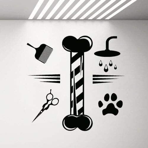 Dog Bathing Manicured Nails Services Sign Pet Shop Wall Decal Grooming Salon Decor Pets Sticker Wall Window Stickers G329