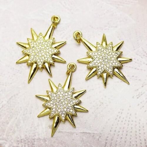 10 Pcs Star necklace pendant Zircon charms Gold color zircon Star jewelry pendant Handmade women accessories pendants 7316