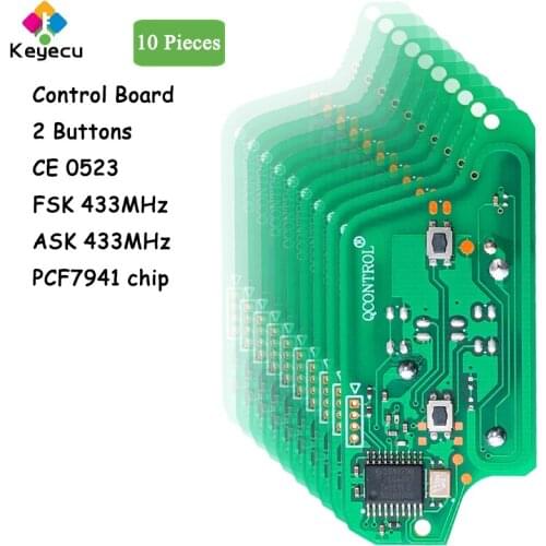 KEYECU 10PCS Aftermarket CE 0523 Flip Remote Control Car Key Board Fob 2 Buttons FSK 433MHz PCF7941 Chip for Peugeot for Citroen