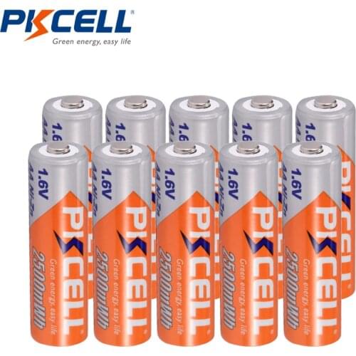 10 X PKCELL Bateria AA Battery Ni-Zn 1.6V 2500mWh Nickel-Zinc AA Rechargeable Battery Batteries Baterias