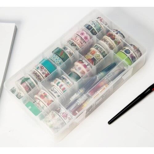 15 Compartments Clear Crafts Organizer transparent Storage Box for Washi Tape Art Supplies and Sticker Stationery