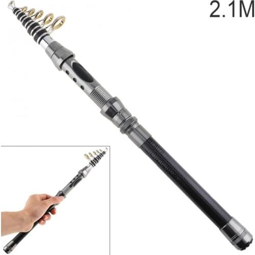 2.1m Carbon Fiber Telescopic Fishing Rod Short Sea Rods 9 Section Ultra Light Travel Spinning Pole