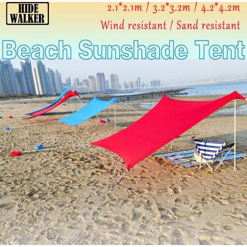 2.1x2.1m Lycra Beach Tent Beach Sunshade Lycra Shelter Multifunction Outdoor Tourist Canopy for 4 Persons Large Beach Awning