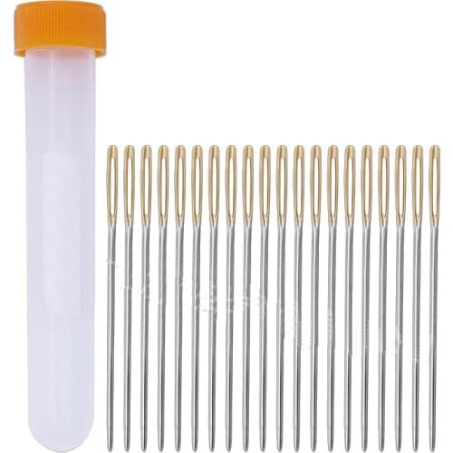 20Pcs Gold Big Eye Sewing Needle Stainless Steel Round head Needles Sewing Pins Set Home DIY Craft Tool Hand Sewing Needle