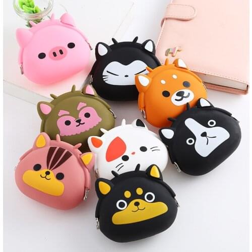 2019 New Coin Purse Mini Silicone Animal Small Coin Purse Lady Key Bag Purse Children Gift Prize Package Bluetooth earphone bags