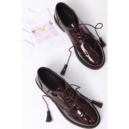 2020 women spring autumn casual shoes for flat fringe round toe oxford female retro black platform oxford shoes for women shoe