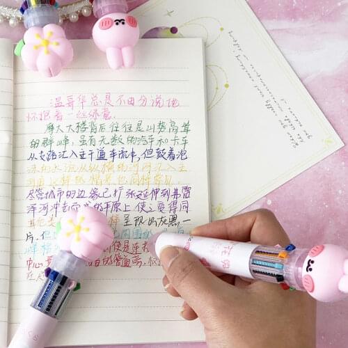 36PCS Japanese Cute Colorful Ten-Color Ballpoint Pen Student Cartoon Multi-Function Hand Account Marker Stationery