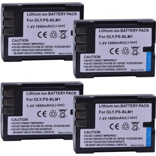 4Pcs PS-BLM1 1800mAh BLM1 BLM-1 Battery for Olympus C-5060, C-7070, C-8080, E-1, E-3, E-30, E-520, EVOLT E-300, E-330, E-500