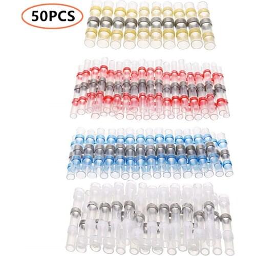 50PCS Heat Shrink Soldering Terminals Solder Sleeve Insulated Waterproof Automotive Butt Electrical Wire Connectors 0.5-6.0mm
