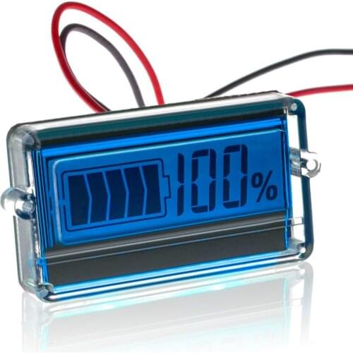8-63V LCD Blue Backlight Lead Acid Li-Ion Battery Capacity Indicator Display with Stylish Transparent Housing 12000733_G
