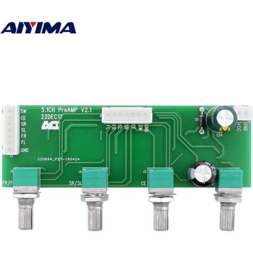 AIYIMA 5.1 Home Theater Low Pass Filter Volume Control NE5532 Preamp Volume Control 6 Channel Pre Amplifier Tone Audio Bord