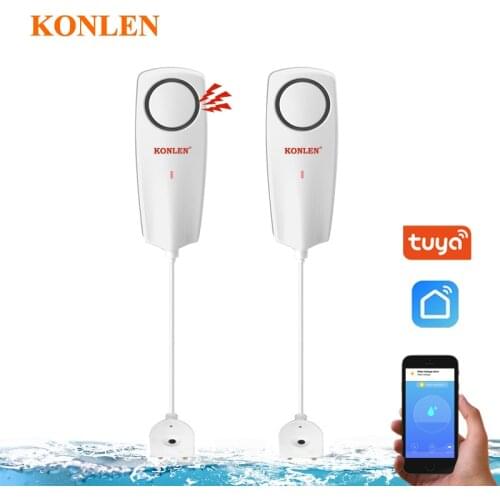 KONLEN WIFI Liquid Leak Sensor Wireless Water Level Detector Leakage Overflow Buzzer Tuya Smart Life APP Push Alarm Alerts